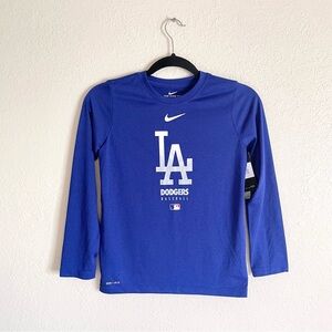 Nike Youth Royal Blue White Los Angeles Dodgers Dri-Fit Long Sleeve Tee